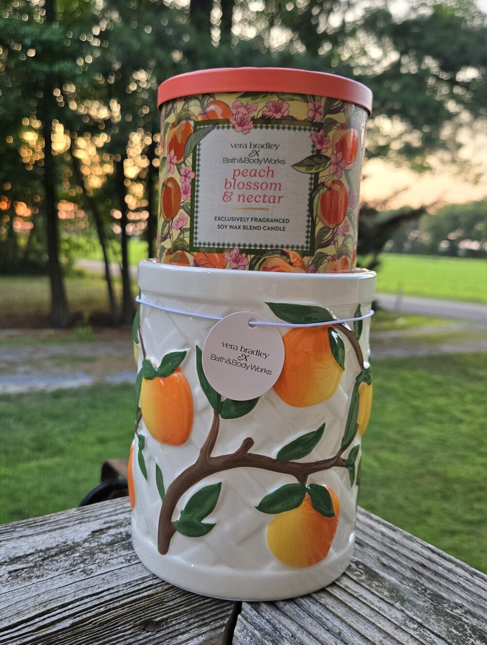 Vera Bradley Peach Blossom & Nectar Decorative 3-Wick Candle